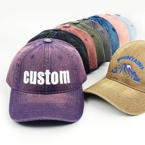 Gorras personalizadas, gorra de mezclilla con letras en relieve, gorras de equipo personalizadas, gorras unisex bordadas personalizadas, agrega tu texto/diseño, ¡regalos de fiesta!