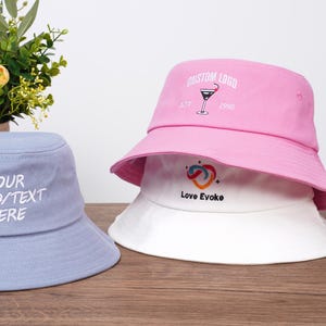 Custom Bucket hat Embroidered,Personalized Text Logo Design,Bucket Hat, Bachelorette Party Favors,Gift for Her,Custom Summer Hat,Womens Hat