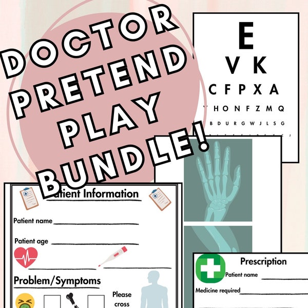 Doctors pretend play/dramatic play/role play digital file, printable bundle, PDF, pre-school, EYFS, Homeschool, Montessori