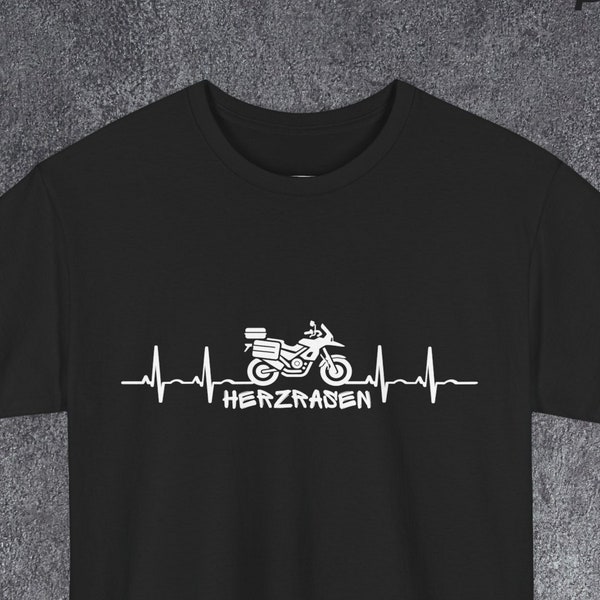 Tshirt für Biker T Shirt mit Pulsschlag für Enduro cooles Grafik Shirt Motorrad Herzfrequenz Herzrasen Adventure Reise Geschenk für Mann