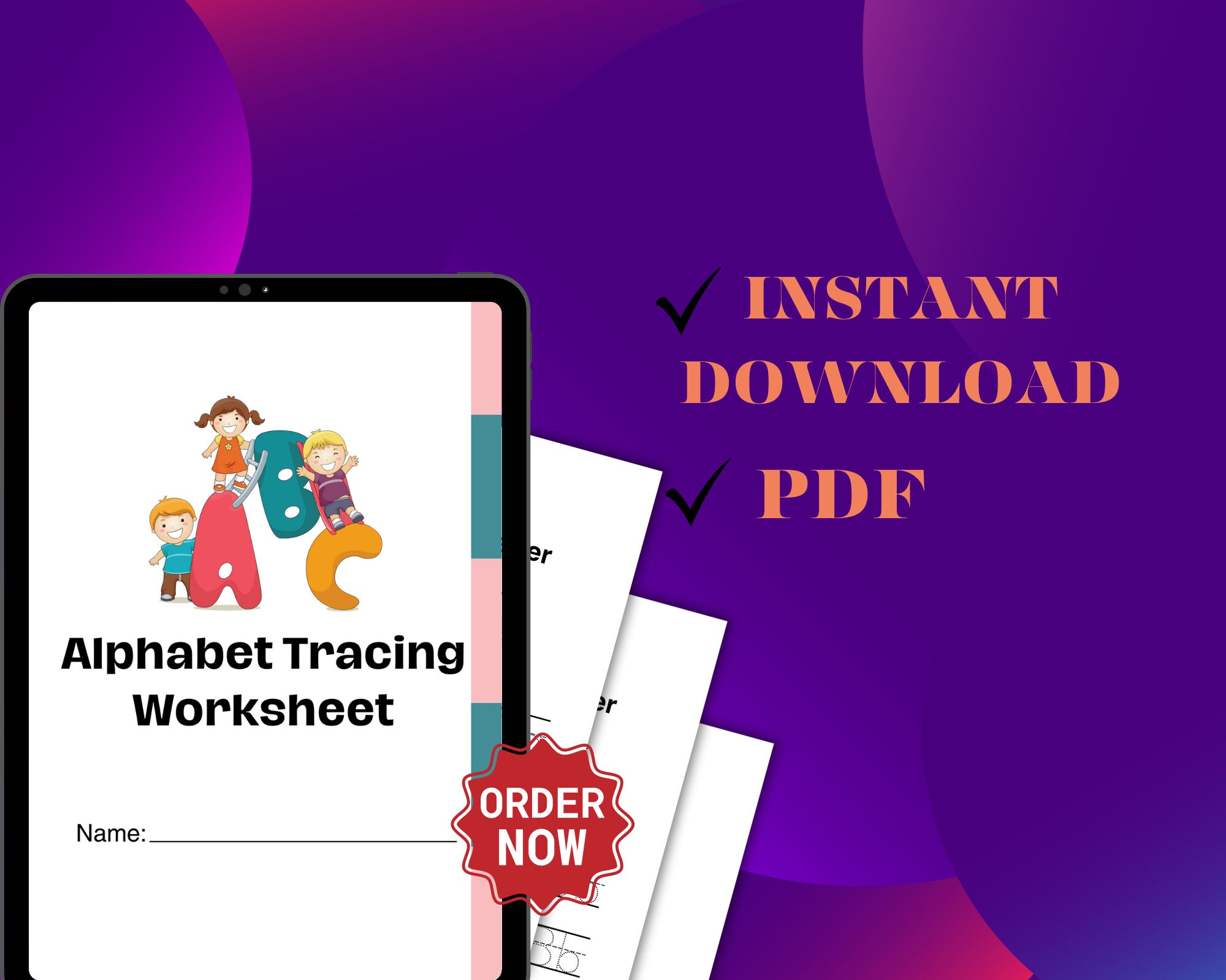 Simple Alphabet Tracing Worksheet, Tracing Practice, Trace & Color ...