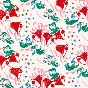 Vintage Christmas Seamless Pattern, Retro Winter Wrapping Paper Redraw Illustration Digital Download, T0497