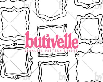 No:2 Create Your Own Frames Seamless Pattern, DIY, PNG, Seamless Pattern Layout, Whimsical, Handdrawn, Digital Download, butivelle-frames-2
