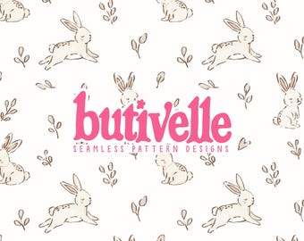 Cute Easter Bunny Seamless Pattern, Whimsical Spring Paper, Nursery Wallpaper, Pastel Animal, Rabbit, Fabric, Digital Download, T0926