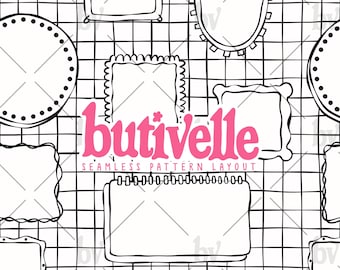 No:6 Create Your Own Frames Seamless Pattern, DIY, PNG, Seamless Pattern Layout, Whimsical, Handdrawn, Digital Download, butivelle-frames-6