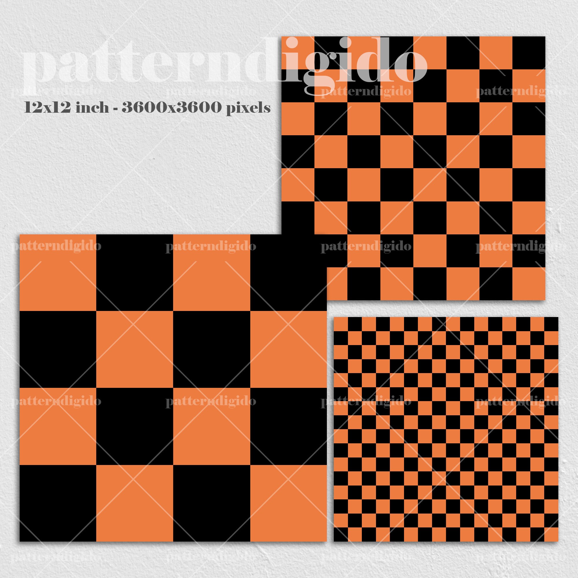 Orange and Black Checkered Seamless Pattern, Halloween Pattern ...