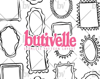 No:3 Create Your Own Frames Seamless Pattern, DIY, PNG, Seamless Pattern Layout, Whimsical, Handdrawn, Digital Download, butivelle-frames-3