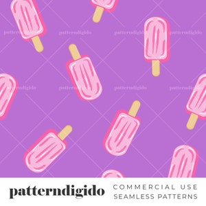 Ice Cream Seamless Repeat Pattern, Summer Pattern, Retro Boho Pattern Seamless, Purple and Pink, Commercial Use, Digital Download, T0010