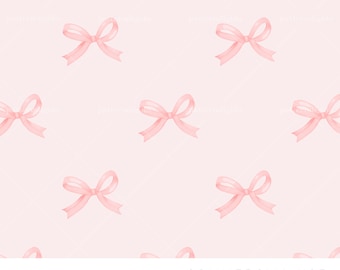 Pink Coquette Seamless Pattern, Repeating Pattern Files for Girls, Girl Bows Ribbons Fabric Sublimation Design File, Digital Download, T0185