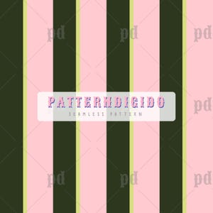 May include: Seamless pattern design featuring vertical stripes in pink, olive green, and light green. The text "PATTERN DIGIDO" and "SEAMLESS PATTERN" are displayed on a white rectangular banner.