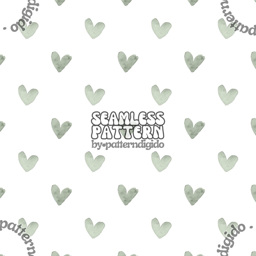 Watercolor Heart Seamless Pattern Minimalist Green Love Design Sage — free download