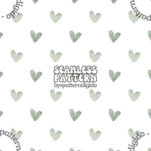 padrão sem emenda de coração aquarela | design minimalista de amor verde | download digital de fundo de coração verde sálvia | download digital | T0547
