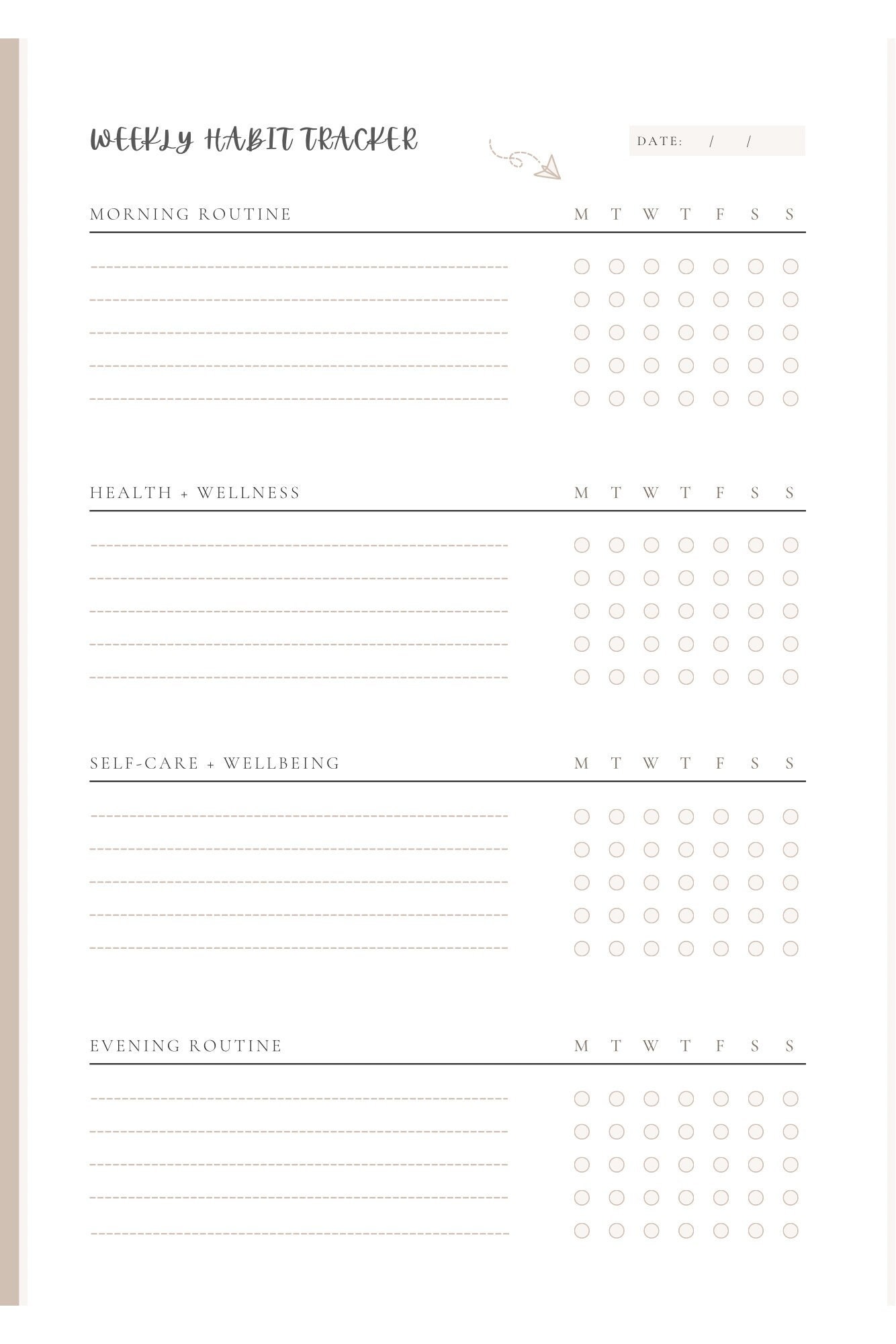 Weekly Habit Tracker and Goal Setting - Etsy