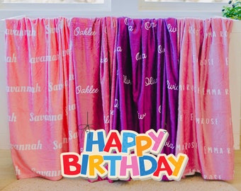 Birthday Gift Blanket, Grandkid Blanket, Name Blanket, Girl Blanket Gift, Baby Blanket, Kids Blanket, Personalized Gift, Custom Gift