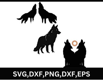 wolf svg , wolf svg bundle , wolf silhouette svg , wolf howling svg , wildlife scene svg , animal silhouettes