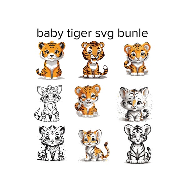 tiger svg bundle , baby tiger svg , cute baby tiger svg , cute tiger svg , tiger clipart  , tiger cub