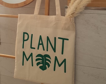 Tote Bag Jutebeutel Jutetasche Bedruckt Plant Mom Muttertag Baumwolle