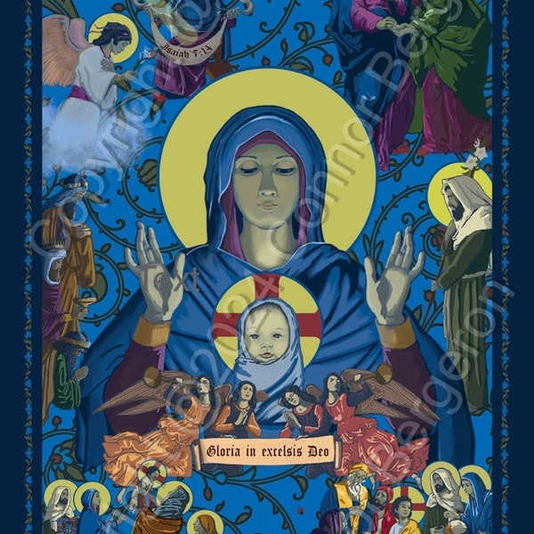 The Joyful Mysteries, Rosary Art Print, Catholic Wall Art - 3 Sizes