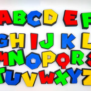 Colorful Super Nintendo Style Magnetic Letters A-Z Set – 3D Fridge Magnets for Kids, Classrooms, Gamers, Retro Decor – 1.5&quot;x2&quot; Alphabet