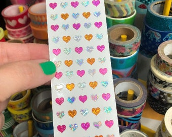 Limited Edition Rainbow Sparkle Stickers Micro Hearts