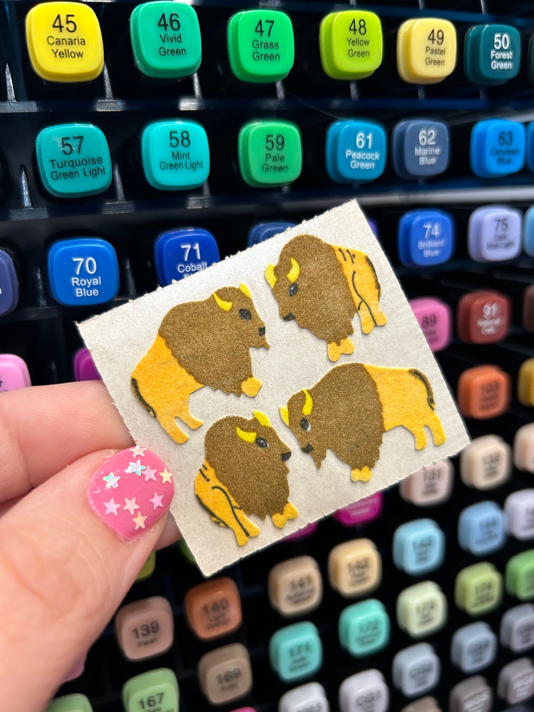 Vintage Fuzzy Flocked Stickers Bison Buffalo - Etsy