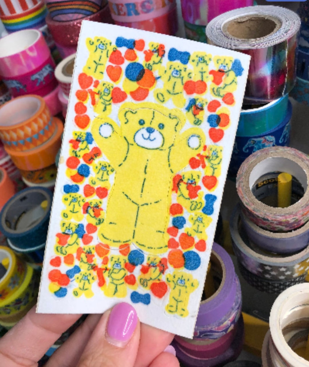 Vintage Fuzzy Flocked Stickers Retro Teddy Bear - Etsy