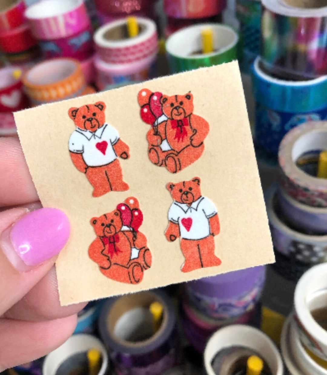Vintage Fuzzy Flocked Stickers Dapper Valentine Bear - Etsy