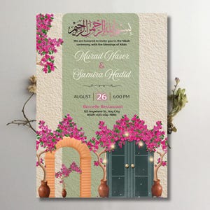 Luxury Islamic Nikkah Invitation: Modern Arabic & English Wedding Template (Digital Download)