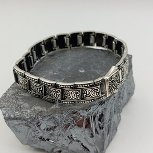 Handmade Embroidered Sterling Silver Bracelet - Elegant Men&#39;s Chain, 925 Sterling Silver Men Bracelet, Anniversary Gift