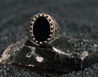 925 Sterling Silver Men's Ring,Silver Ring with Black Onyx Stone,Unisex Silver Ring, Handmade Men's Ring, Silver Ring, For Men Silver Ring