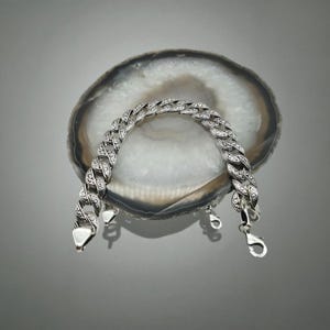 Handmade Men&#39;s Silver Bracelet, 925 Sterling Silver Cuban ,Silver Chain Bracelet, Anniversary Gift , Gift For Christmas, Gift For Husband