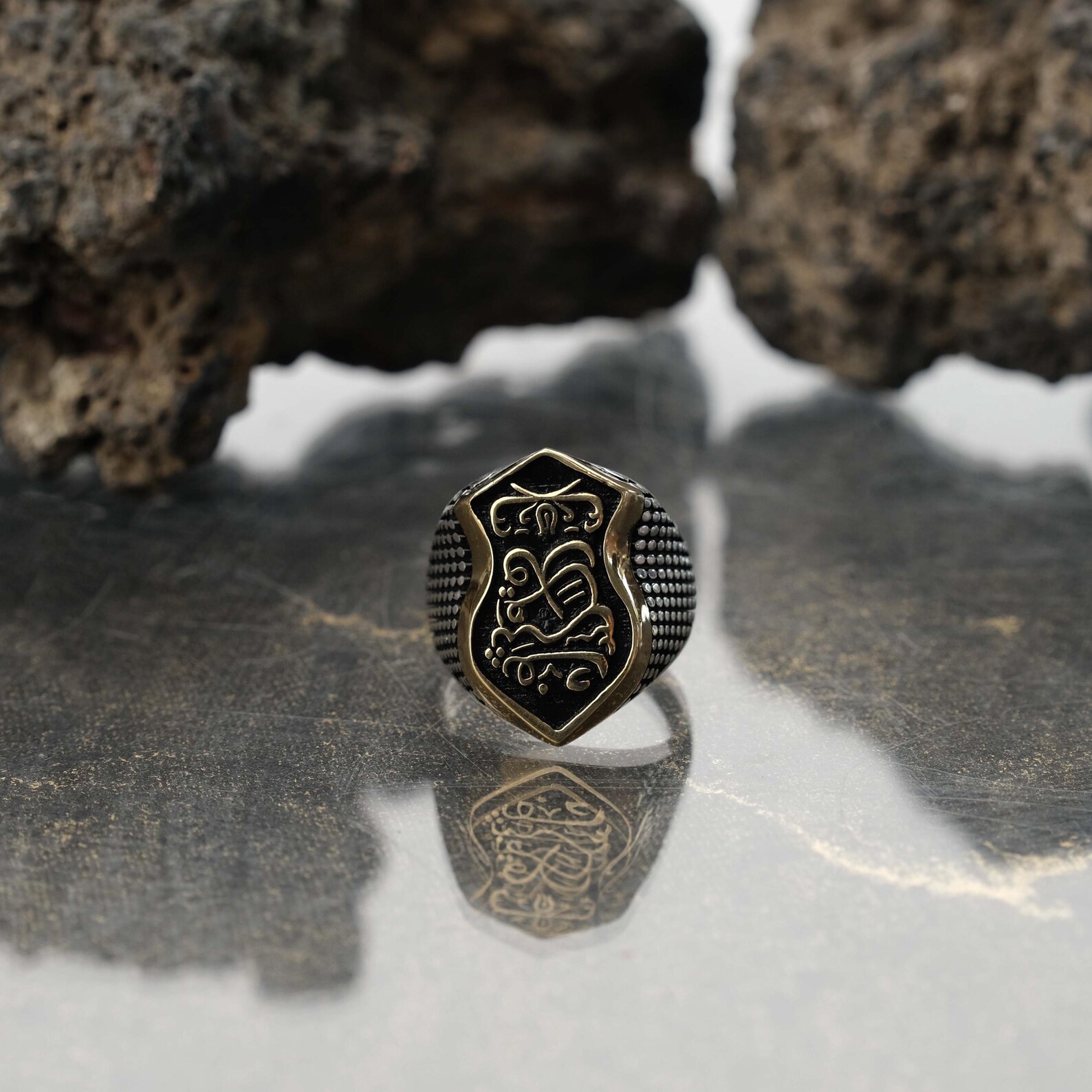 925 Sterling Islamic Silver Men's Ring, Arabic Written Silver Ring ...