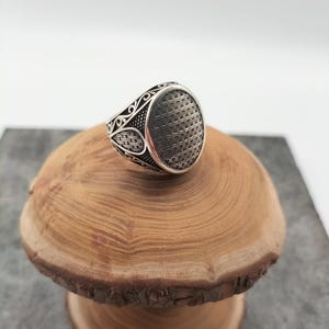 Oxidized Sterling Silver Men&#39;s Ring: Handmade Personalized Band