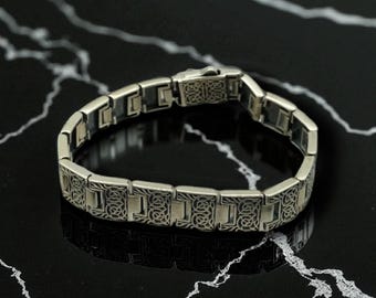 Sterling Silver Celtic Knot Bracelet, Mens Byzantine Bracelet, Christmas Gift