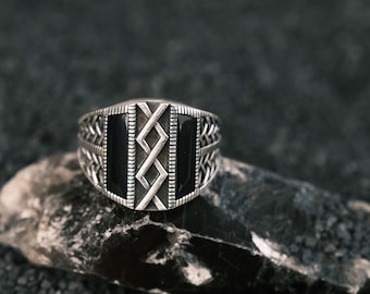 Onyx Stone 925 Sterling Silver Men's Ring - Handmade