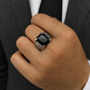 925 Sterling Silver Black Onyx Stone Ring for Men, Solid Silver Ring, Valentine Gift, Personalized Silver Ring, Daily Stylish Ring for Men