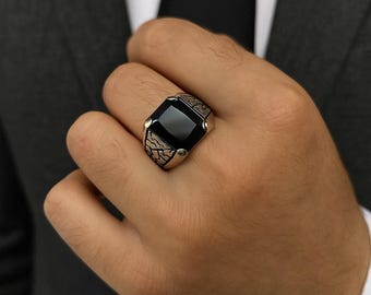 925 Sterling Silver Black Onyx Stone Ring for Men, Solid Silver Ring, Valentine Gift, Personalized Silver Ring, Daily Stylish Ring for Men