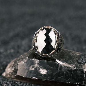 925 Sterling Silver Ring with Black Onyx Stone, Ring for Men, Black Elegant Ring, Christmas Gift, Gift For Husband