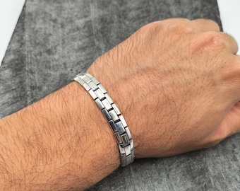 Handmade Men's Silver Bracelet, 925 Sterling Silver Adjustable Bracelet, Handmade Cuff Silver Bracelet, Anniversary Gift, Valentine Gift