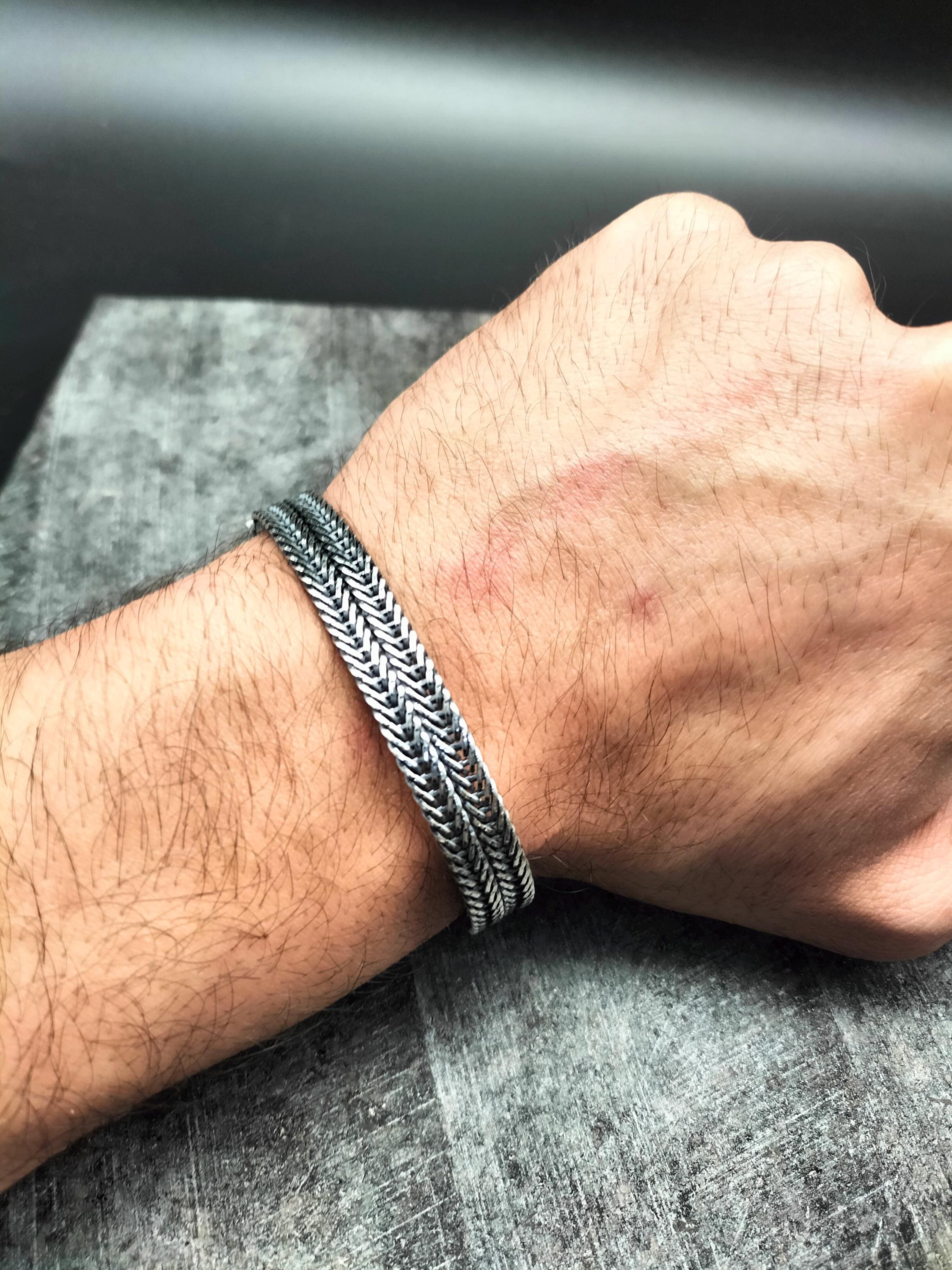 Sterling Silver Knitted Cuff Bracelet: Handmade Fashion Jewelry