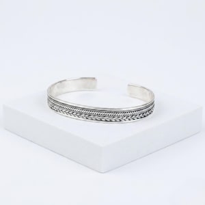 Bracelet en argent pour homme fait main, Bracelet réglable en argent sterling 925, Bracelet manchette en argent, Cadeau pour bracelet en argent, Cadeau de la Saint-Valentin