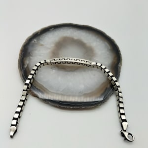 Handmade Sterling Silver Cube Bracelet - Elegant Men&#39;s Chain