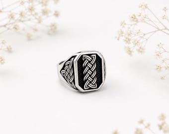 925 Sterling Silver Men's Celtic Knot Ring, Handmade Anniversary