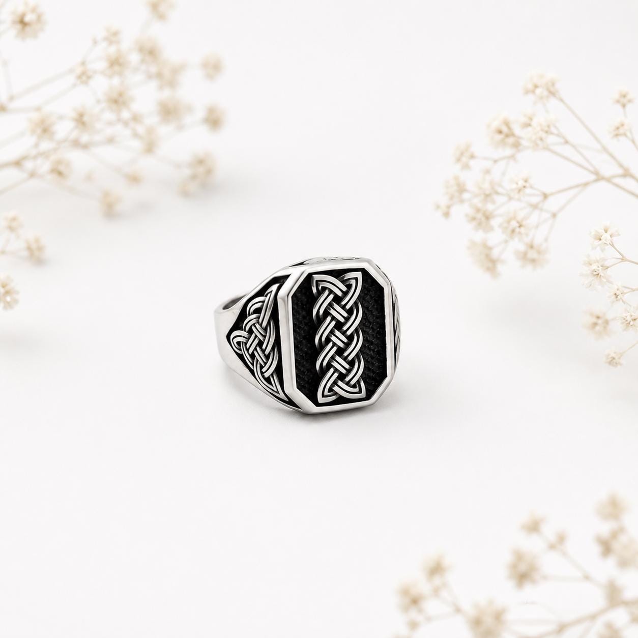 925 Sterling Silver Men's Celtic Knot Ring, Handmade Anniversary