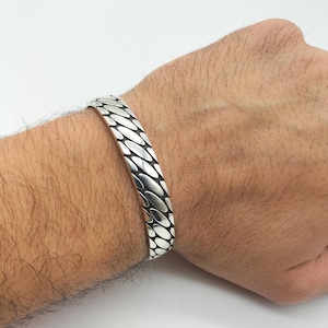 925 Sterling Silver Men&#39;s Cuff Bracelet, Handmade Thick Silver Cuff Bracelet, Anniversary Gift, Luxury Silver Cuff Bracelet,Gift for Husband