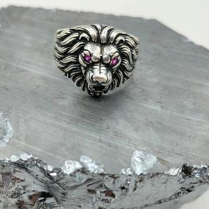 アクセサリー LED RECHWE Lion ring silver 925 Vkei Handmade Sterling Silver Lion Ring: Ruby Animal Wrap Ring - Etsy
