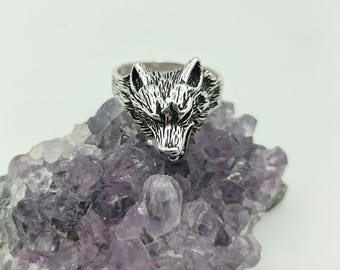 Sterling Silver Wolf Ring: Handmade Personalized Men&#39;s Jewelry