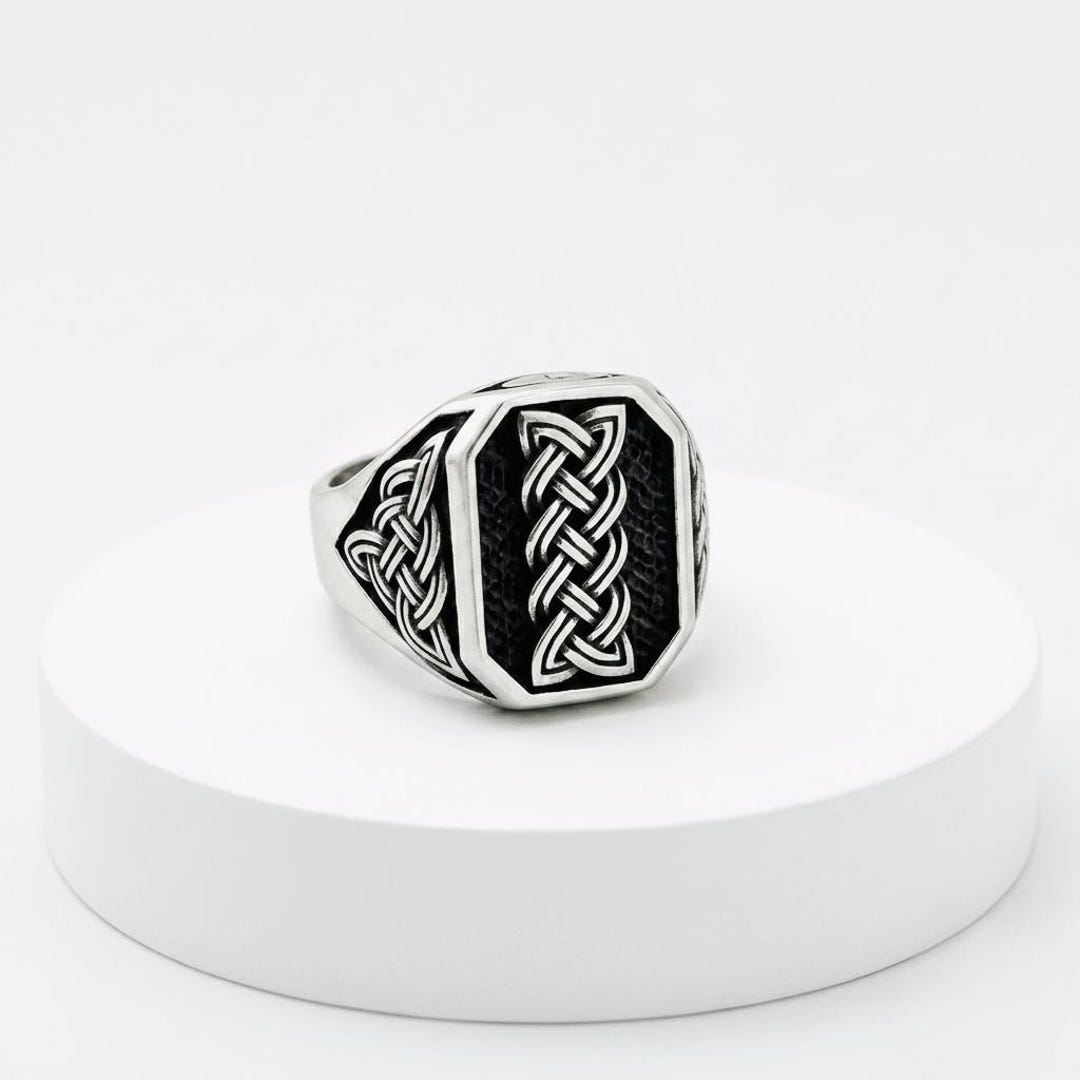 925 Sterling Silver Men's Celtic Knot Ring, Handmade Anniversary