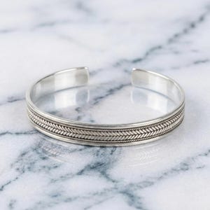 Handmade Men's Silver Bracelet, 925 Sterling Silver Adjustable Bracelet, Handmade Cuff Silver Bracelet,Anniversary Gift, Self Gift