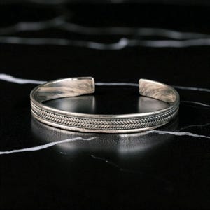 Handmade Men's Silver Bracelet, 925 Sterling Silver Adjustable Bracelet, Handmade Cuff Silver Bracelet,Anniversary Gift, Self Gift